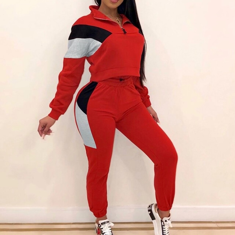 Red Tracksuit Set